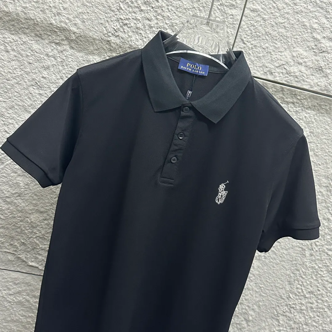 🅿️180 Ralph Lauren POLO 2025 spring and summer new style, simple classic logo small embroidery pique fabric, short-sleeved polo, same style for men and women Size: M L XL 2XL 3XL Color: black white